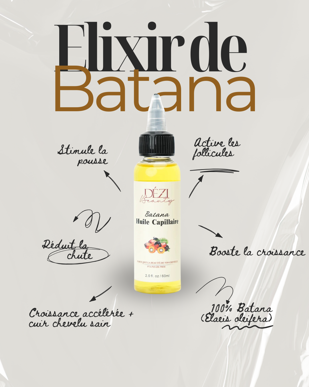 Elixir capillaire Batana, Romarin & Argan - Concentré fortifiant & Croissance